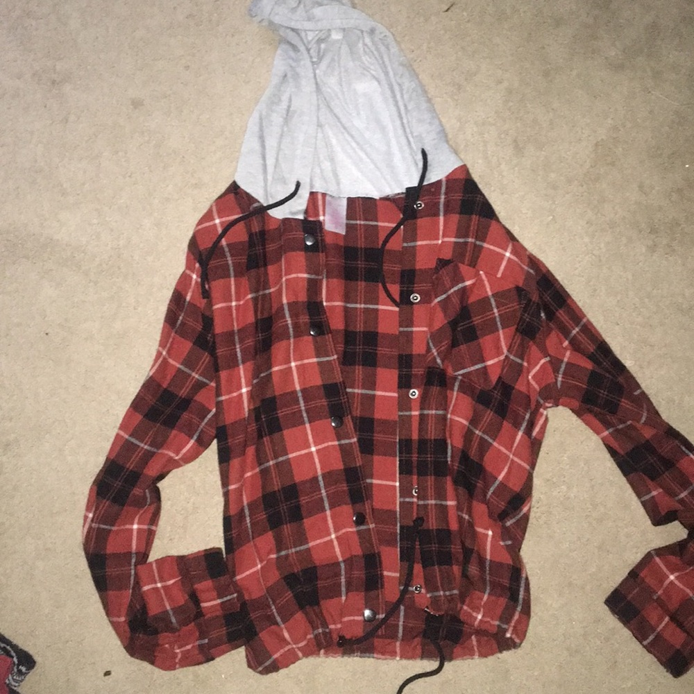 NO BOUNDARIES burn orange flannel hoodie